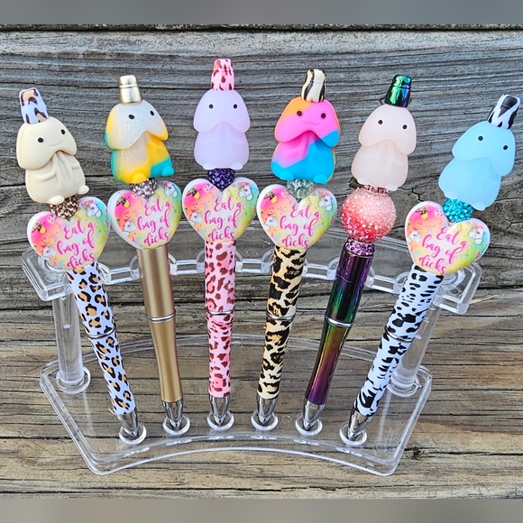Accessories - BEADED ANIMAL PRINT EAT A BAG OF DI#KS PEN (1).with Refill And Pen Sleeve